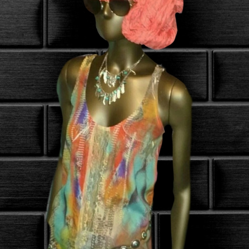 Snakeskin & Lace Tie-dye Razor Back Tank